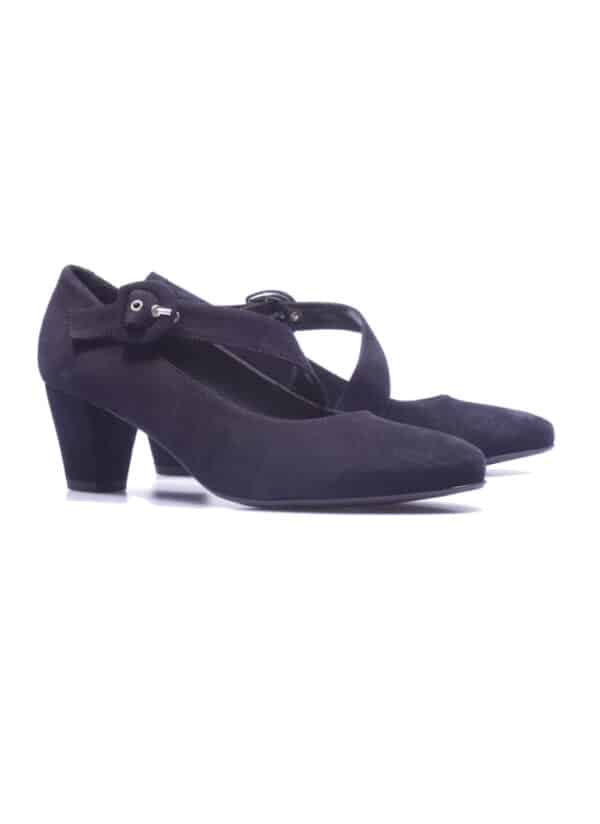Antonio Paolo - 2591 - Donkerblauw suéde pump met wreefband - Afbeelding 2