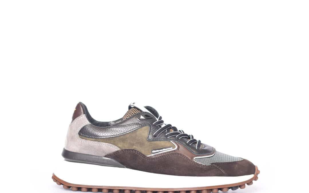 Floris van Bommel – Noppi 15.02 Donkerbruin suede combi sneaker