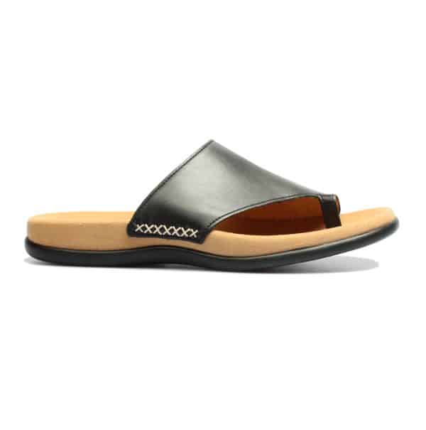 Gabor - 03.700.27 - Zwart leren teenslipper