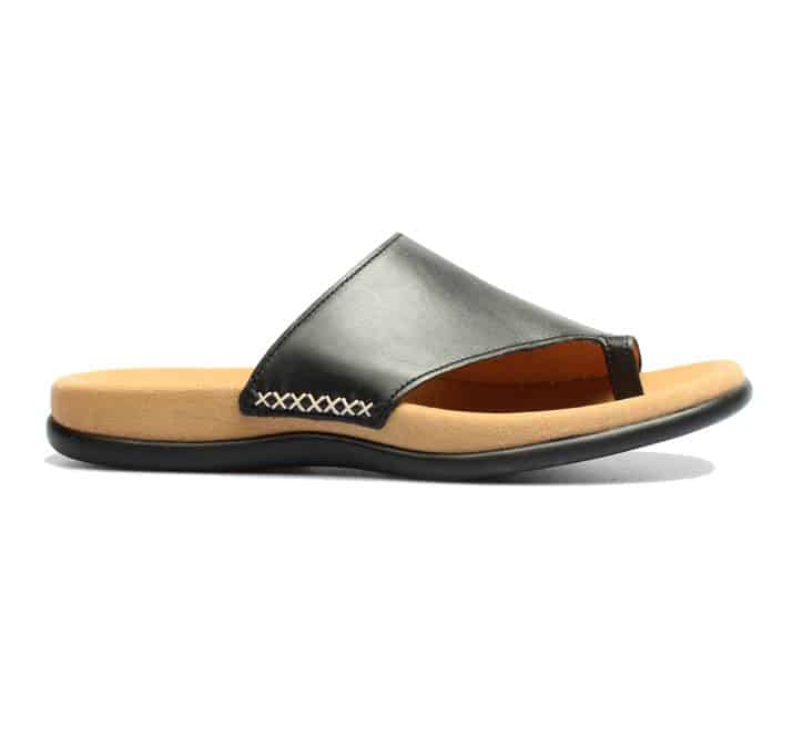 Gabor – 03.700.27 – Zwart leren teenslipper