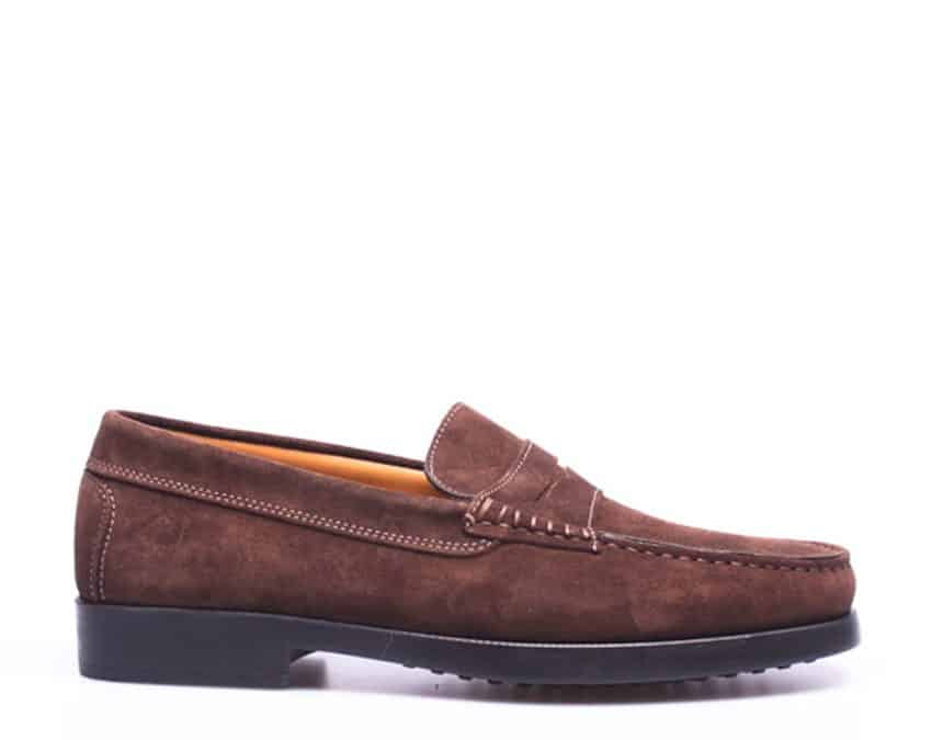 Antonio Paolo – 513 – Donkerbruin suède mocassins met rubber zool