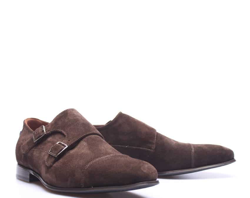 Floris van Bommel | 12390/03 | Donkerbruin suede gespschoen