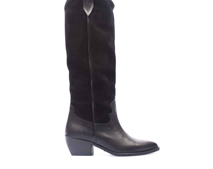 Deabused – Dea16 – Zwart leer laars met suede schacht
