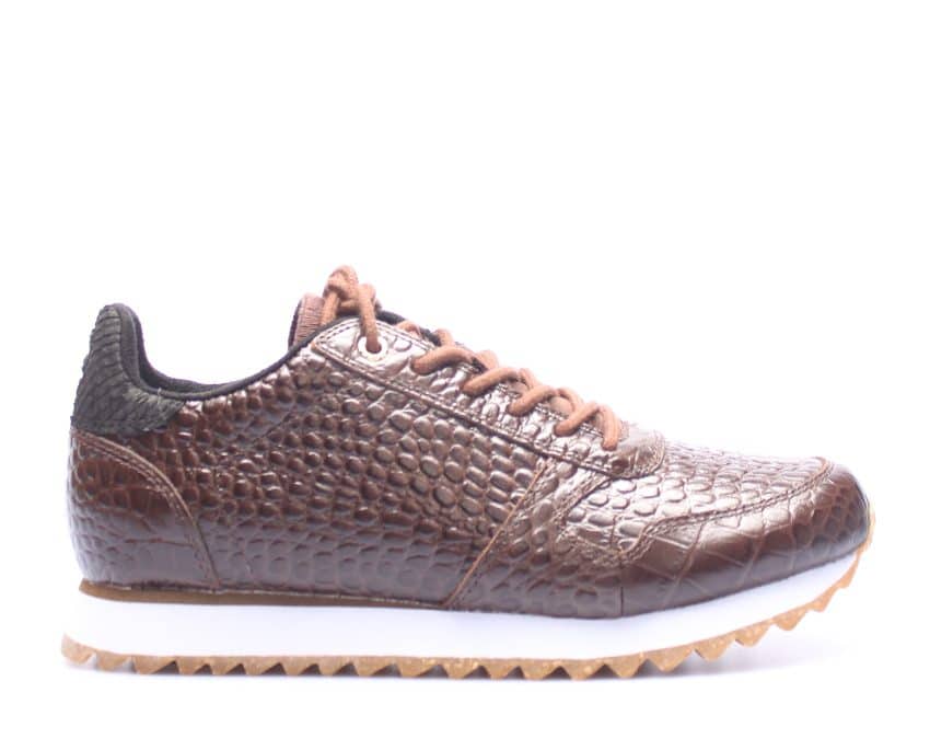 Woden – Yden Croco – Bruin croco print sneaker