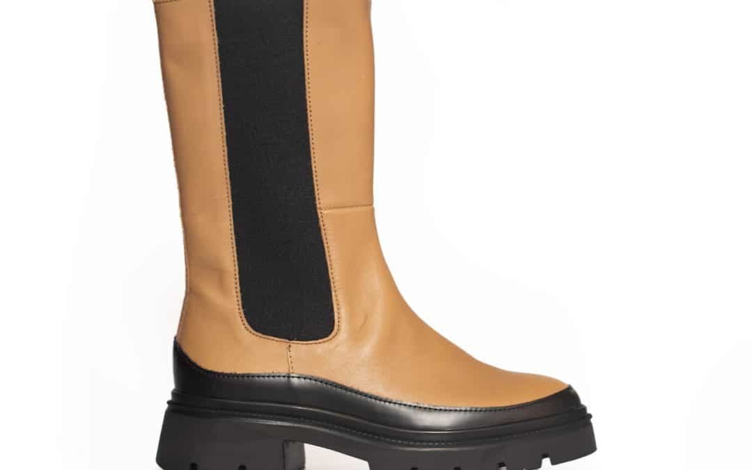 Gabor 91.834.24 – Camel / zwart leer halfhoge Chelsea boot