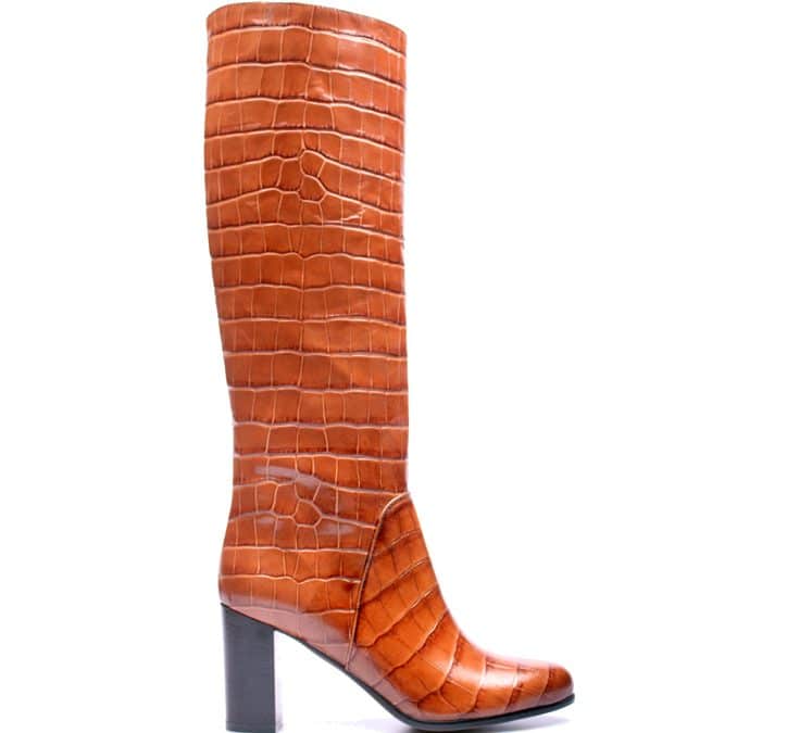 Lamica -Gabia- Cognac croco lange laars