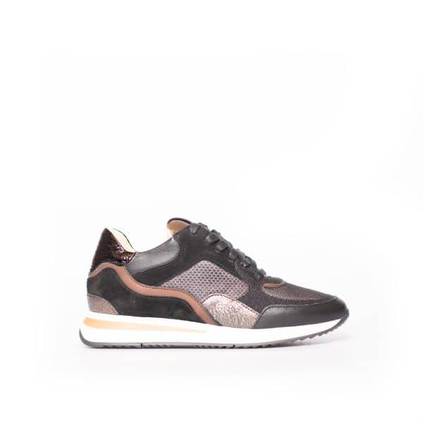 Via vai - 57116 Zwart leer combi sneaker