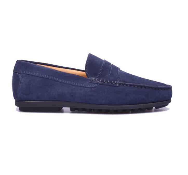 Antonio Paolo – 513 Qatar – Blauw suède mocassins (noppen)