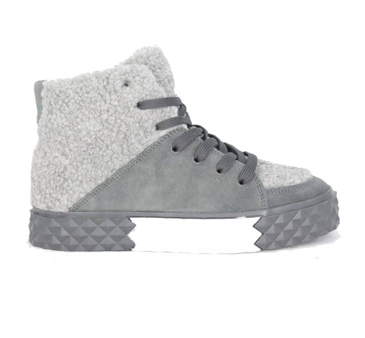 Kendall + Kylie – Rebel – Grijs suède en faux fur veterboot