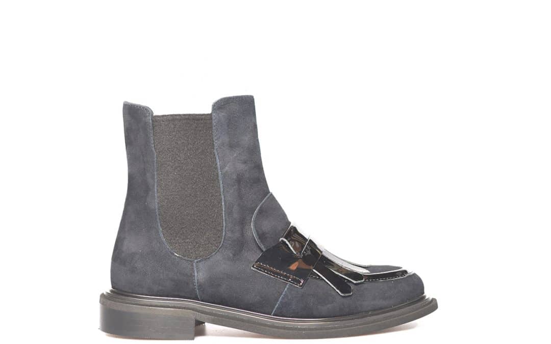 Antonio Paolo – Avra Blauw suede – zwart lak Chelsea laars
