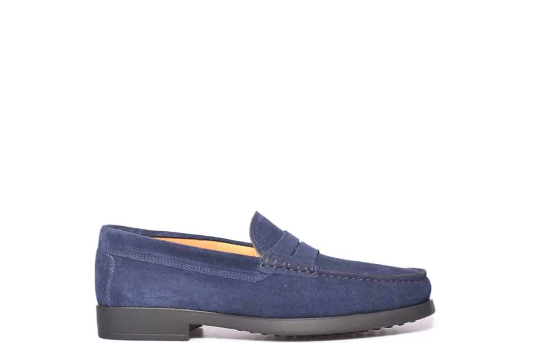 Antonio Paolo – 513 Blauw suède mocassin met rubber zool