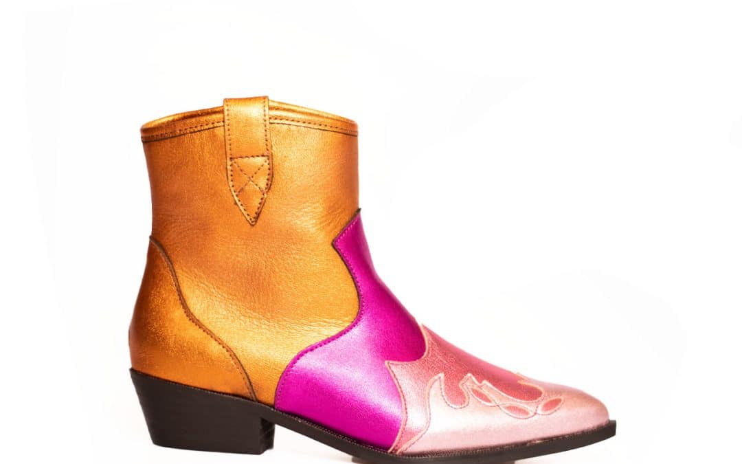 DWRS Label – Lucca Roze oranje metallic mix enkellaars