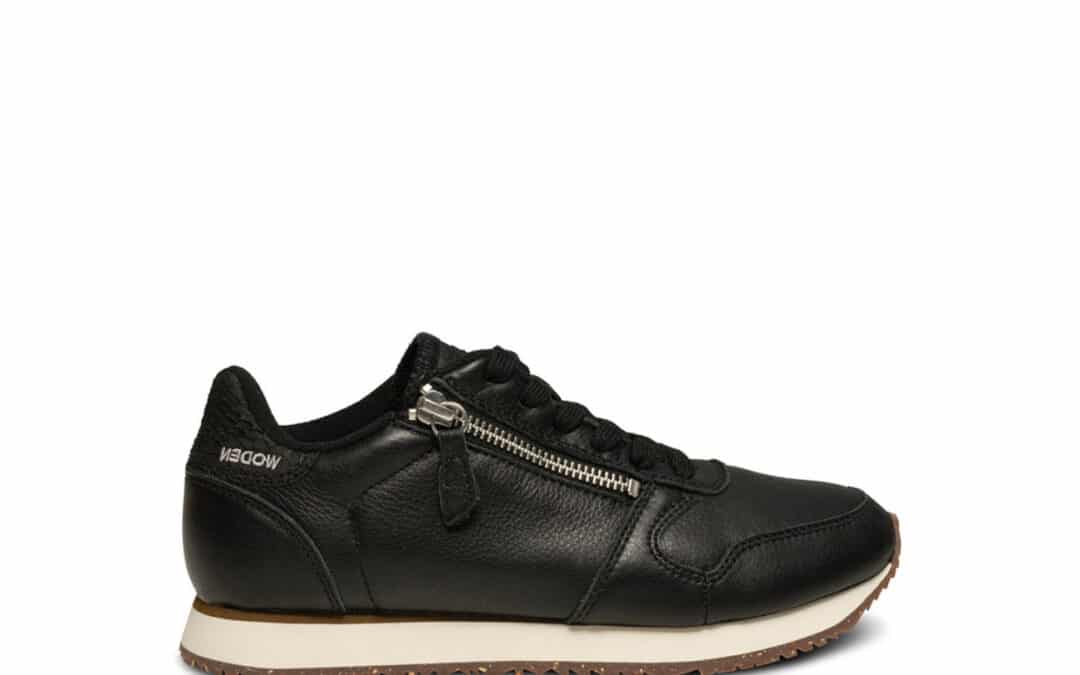 Woden – Ydun leather zipper – Zwart leer sneaker