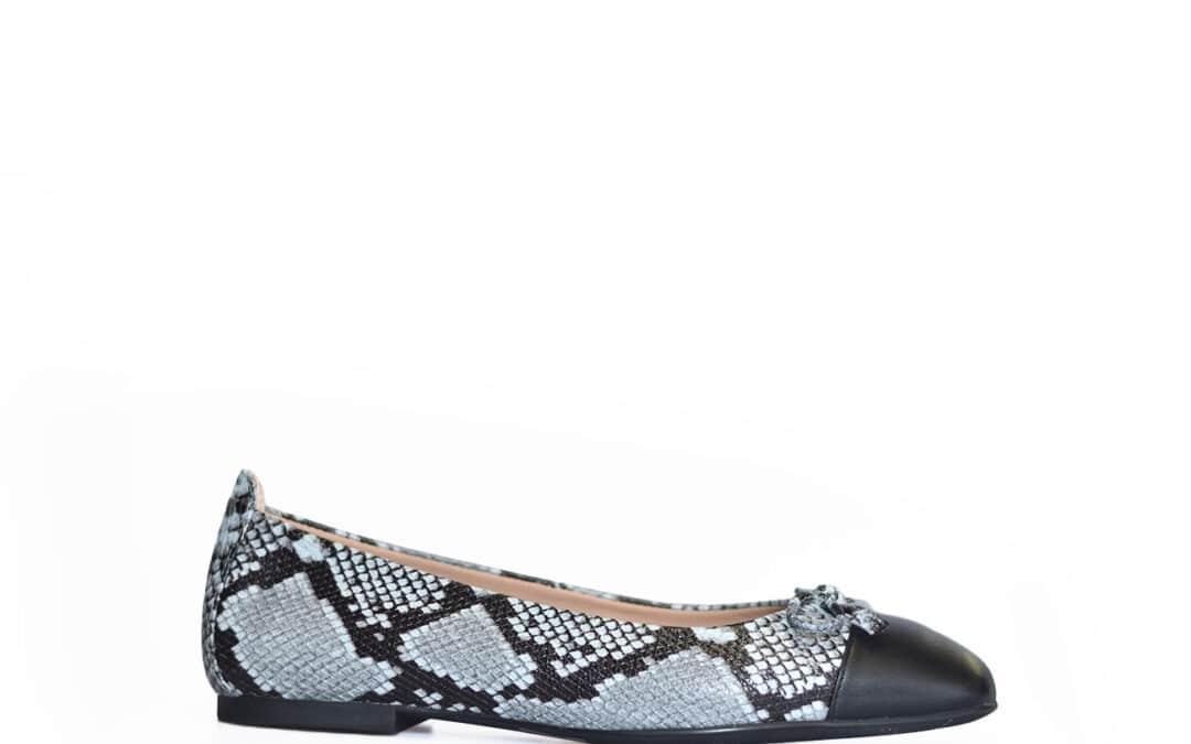 Unisa – Belle zwart dierenprint leer ballerina
