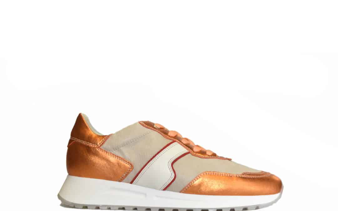 DL -Sport – 6203 – Oranje beige leer sneaker voor dames