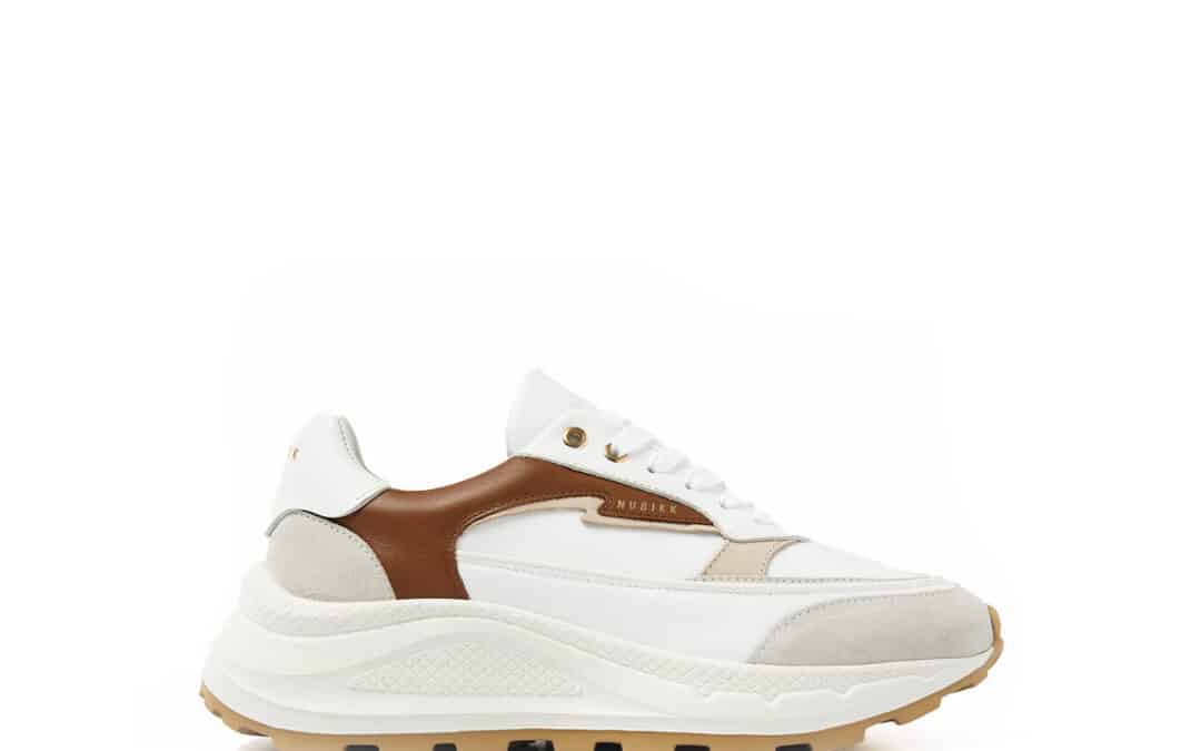 Nubikk – Oberon Nora – Wit bruin sneaker voor dames