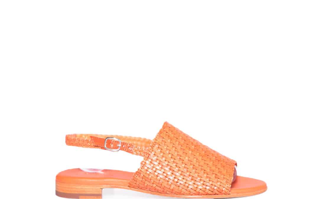 Allan K – Hope bamboo oranje leer vlecht sandaal