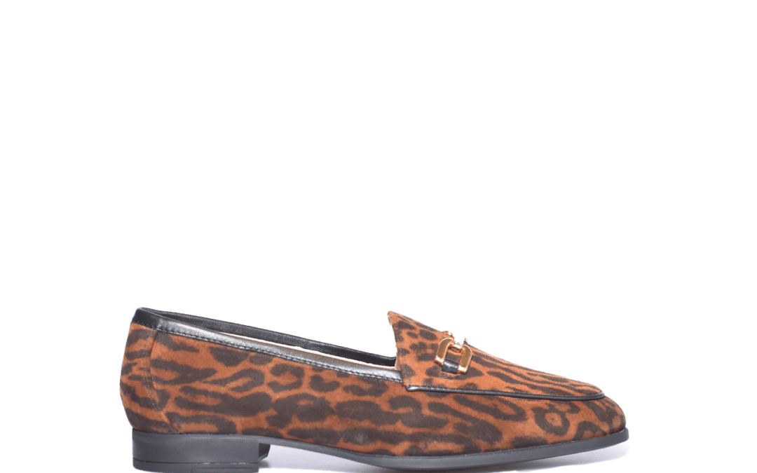 Unisa – Daimiel – Bruin luipaard print suede instapper