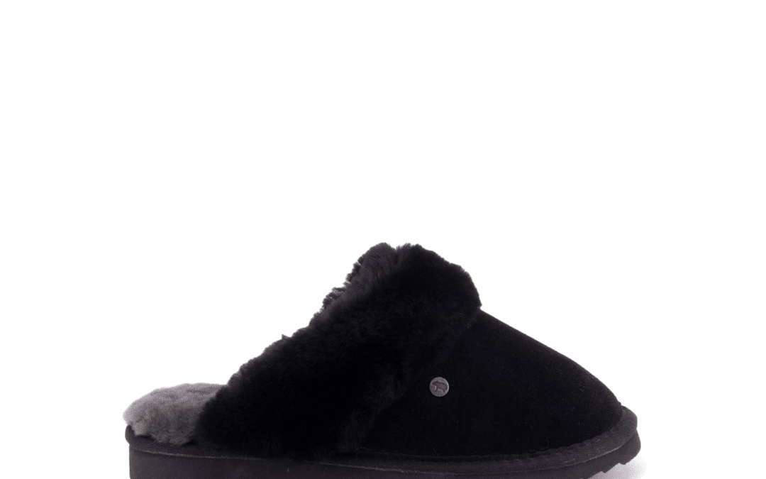 Warmbat – Flurry – Zwart suede pantoffel