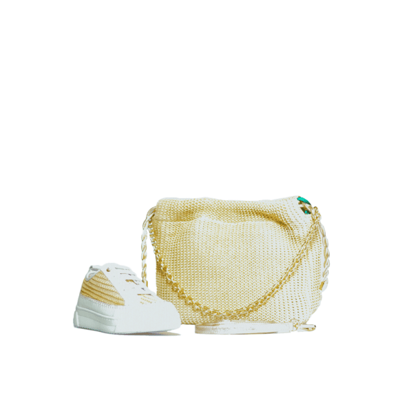 Unisa - Fleur - Wit leer - naturel raffia sneaker - Afbeelding 5