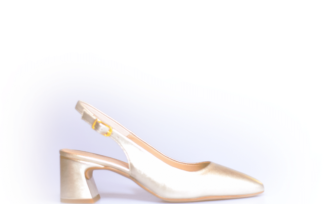 Unisa – Lainer – goud metallic leer pump met open hiel