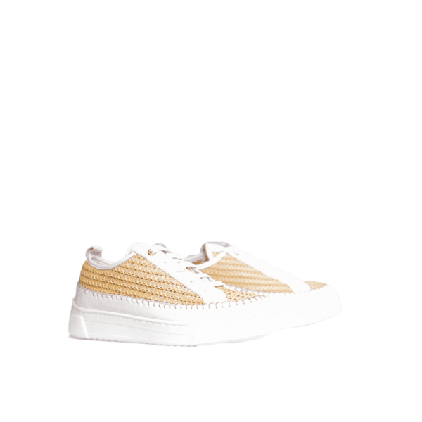 Unisa - Fleur - Wit leer - naturel raffia sneaker - Afbeelding 2