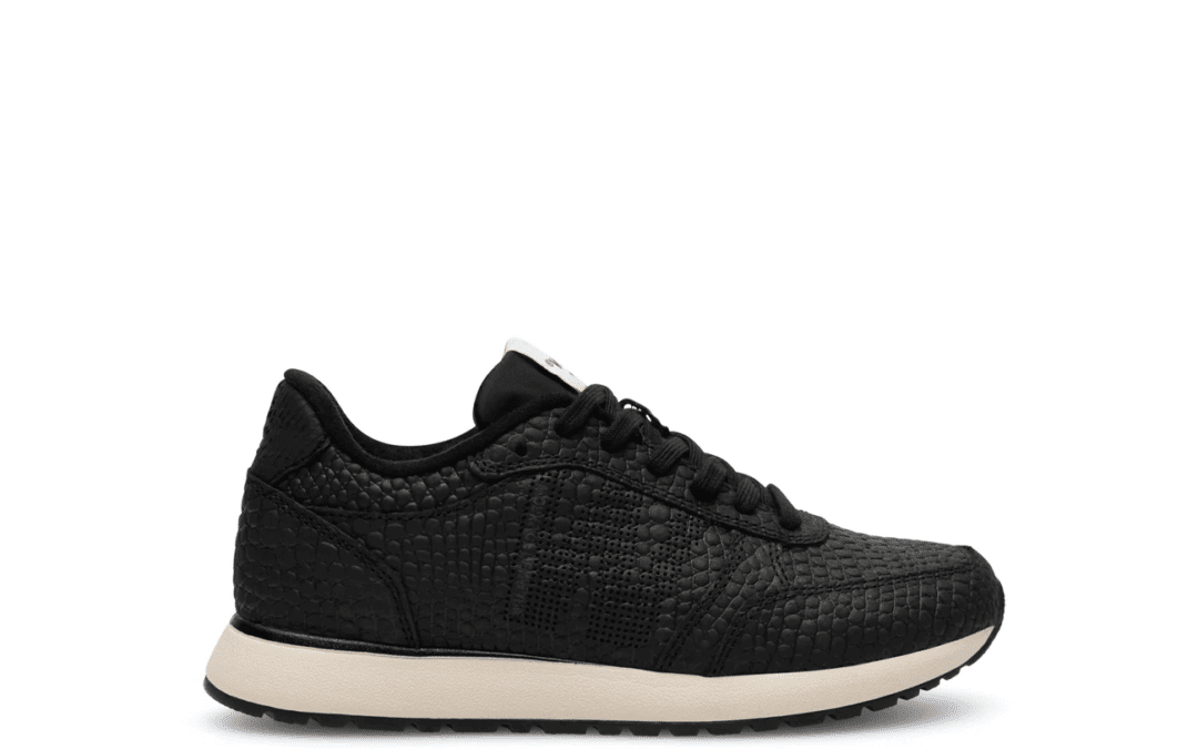 Woden – Ronja croco – Zwart leer croco print sneaker